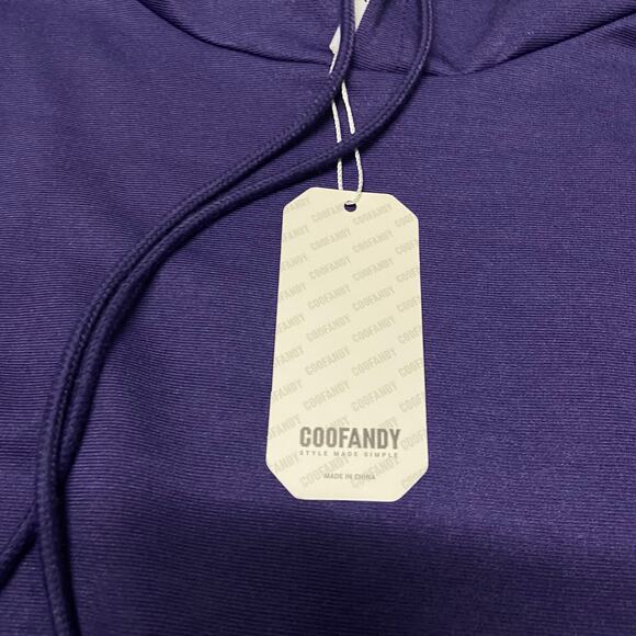 Coofandy Hoodie Dark Purple Draw String Preppy Light Weight Pocket Size L - Picture 5 of 15